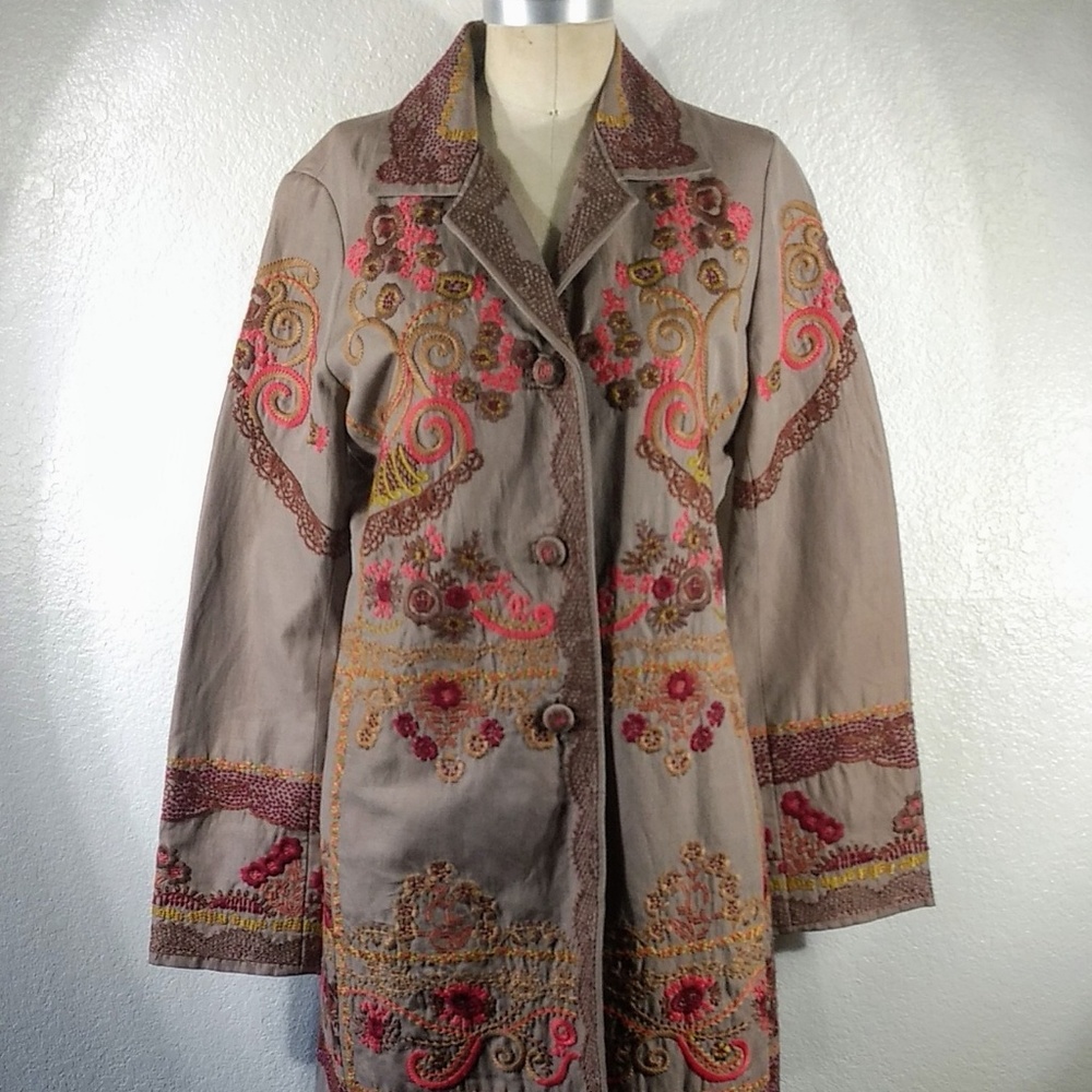 NWT Johnny Was Biya Embroidered Coat Sz S
